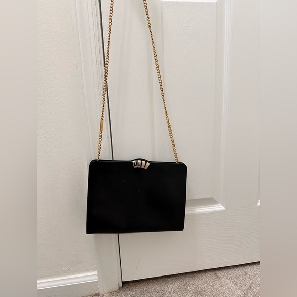 Authentic Salvatore Ferragamo Vintage Gold Chain black leather purse. - Picture 6 of 10